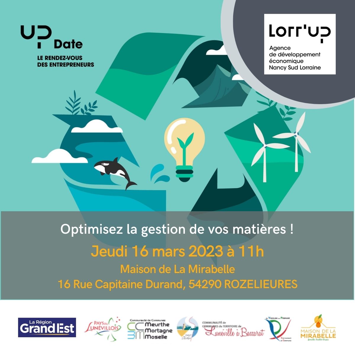 RDV pour parler é𝐜𝐨𝐧𝐨𝐦𝐢𝐞 𝐜𝐢𝐫𝐜𝐮𝐥𝐚𝐢𝐫𝐞 et 𝐠𝐞𝐬𝐭𝐢𝐨𝐧 𝐝𝐞 𝐯𝐨𝐬 𝐦𝐚𝐭𝐢è𝐫𝐞𝐬 .
Inscription gratuite : lnkd.in/eAam-wEg
📅𝐉𝐞𝐮𝐝𝐢 𝟏𝟔 𝐦𝐚𝐫𝐬 𝟐𝟎𝟐𝟑 𝐝𝐞 𝟏𝟏𝐡 à 𝟏𝟒𝐡
📍𝐌𝐚𝐢𝐬𝐨𝐧 𝐝𝐞 𝐥𝐚 𝐌𝐢𝐫𝐚𝐛𝐞𝐥𝐥𝐞 (Rozelieures)