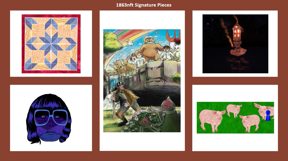 🔥🔥🔥#1863nft Signature Pieces 🔥🔥🔥

✅All 304 #1863nft token holders will have community-wide access &amp; discounts/perks 

✅AND...Each artist has graciously agreed to offer additional utility, specifically for the holders of the following pieces in their collections