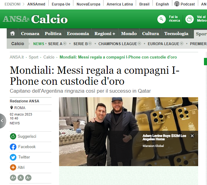 WebMarkeThink's tweet image. Ladies and Gentlemen, ecco a voi una #fakenews certificata by @Agenzia_Ansa (che per sicurezza archiviamo web.archive.org/web/2023030214… )

La cosa bella che riportano secondo loro la fonte dell'articolo, peccato che dica tutt'altro e che si tratti appunto di una #bufala.

#ansacheck