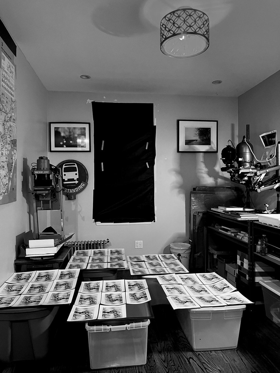 gbergphoto's tweet photo. GM from my darkroom which is also my apartment. Getting these collector edition prints ready for shipping. Picking up the first couple hundred copies of my book TOMORROW. I have a show and book signing in New York City next week in SoHo, more info on that real soon 🤝❤️ https://t.co/42CfEX2meM