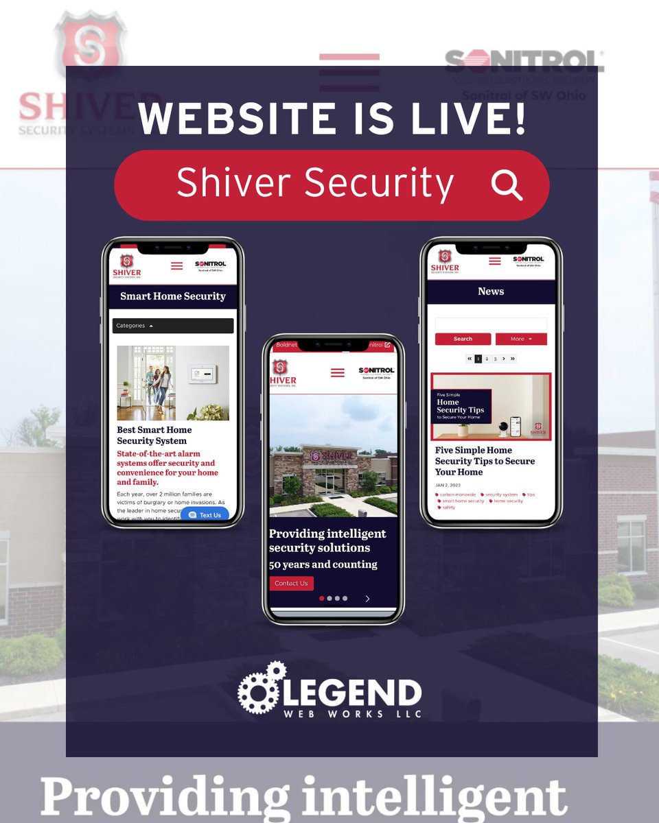 We are ecstatic to unveil the brand new website for Shiver Security, also known as Sonitrol of Southwest Ohio! 🎉

Our team worked hard to create a website that seamlessly incorporates both brands, and the result is nothing short of amazing! 😄

#LegendWebWorks #MobileFirstDesign