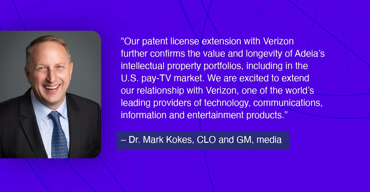 Adeia Extends IP License Agreement with Verizon

Read the full release: hubs.li/Q01DWZCG0