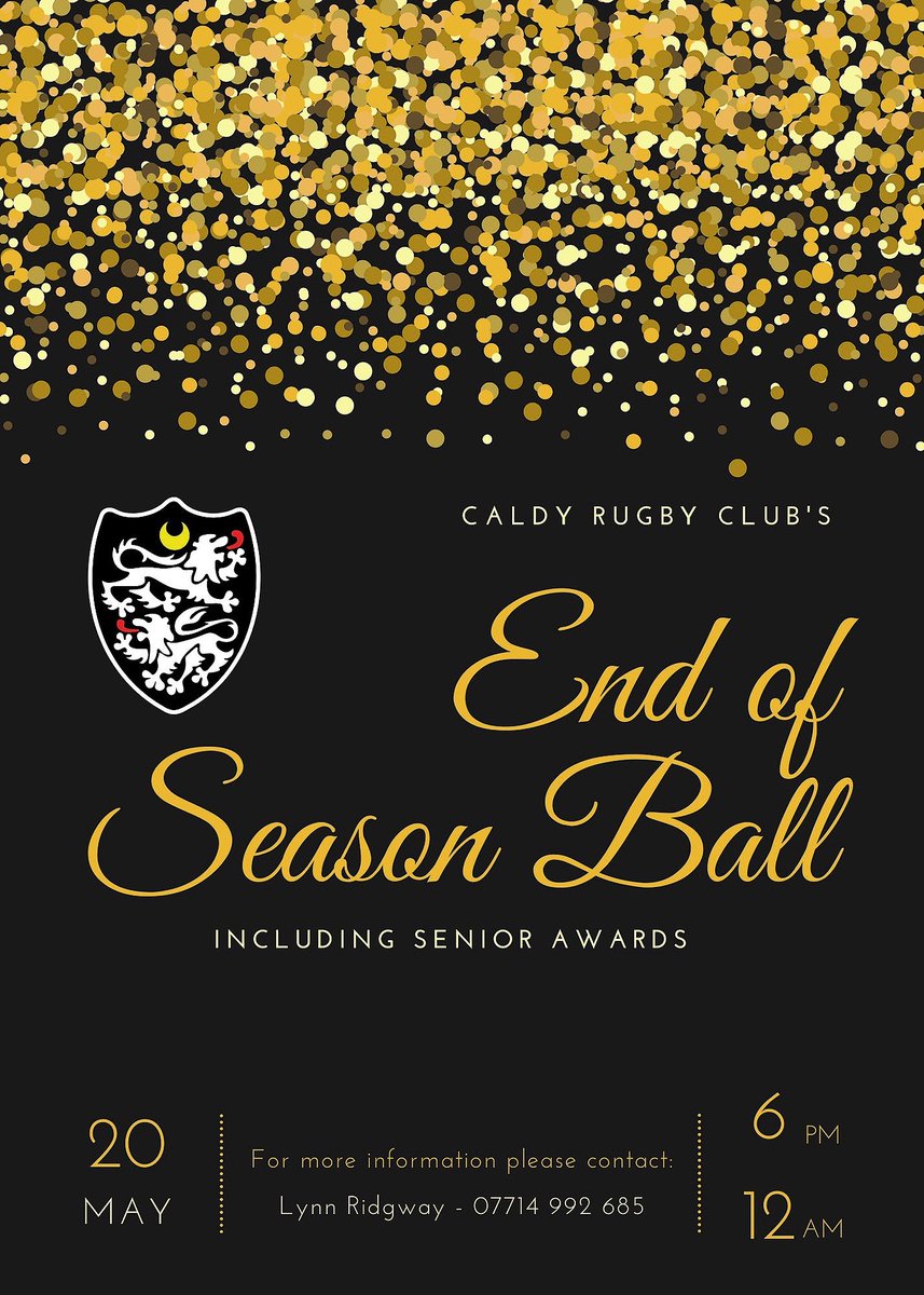 CaldyRFC's tweet photo. Our End of Season Ball is now on sale! 

📅 20th May 2023 
🕰️ 6 pm-12 am

It's already the hottest ticket in town! 
So please get in touch with organiser extraordinaire Lynn Ridgway to find out more details and book! https://t.co/rvb6t4ZDHw