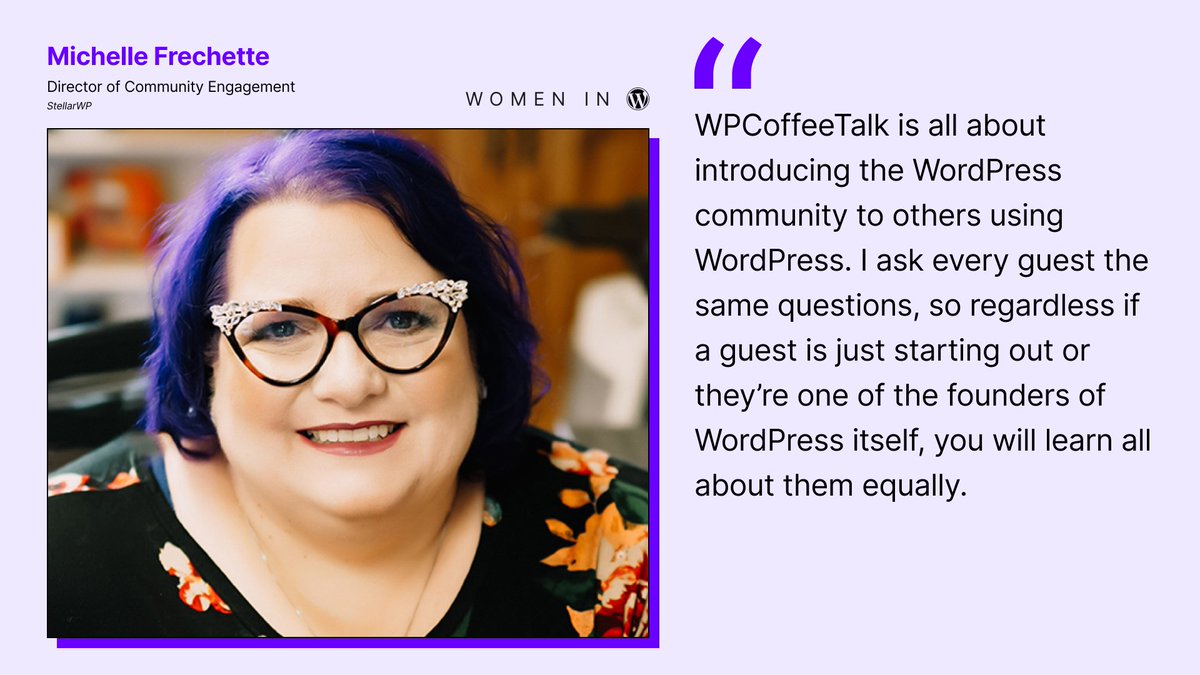 nexcess's tweet image. Can we get a little commotion for our #WomenInWordPress?! 👏👏👏

@michelleames loves the #WordPress community so much that she wants you to know who all of those wonderful people are.

Grab your favorite beverage and meet them: wpcoffeetalk.com

#WomenInTech #WomensMonth