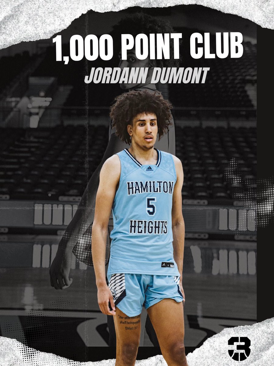 Congratulations to 2023 Guard Jordann Dumont on reaching the 1,000 point mark in his Hamilton Heights career. Jordann has accomplished this goal while only being with the program for two years. What a big time scorer he is.

Congrats JD5!! 

#TheHeights
#AdidasBasketball