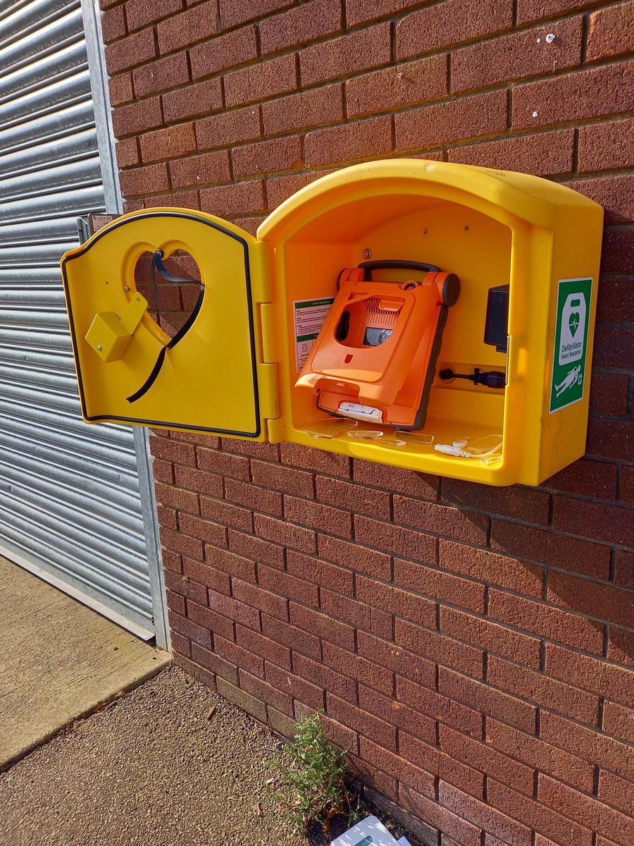 StevenageBC's tweet photo. 😡 Look what has been done to the defibrillator at St Nicholas pavilion 😡

The vandalism took place either last night or this morning, where the cabinet was smashed and the batteries were stolen. The defibrillator cost around £2,000 to be installed, https://t.co/LcFR58X1M5
