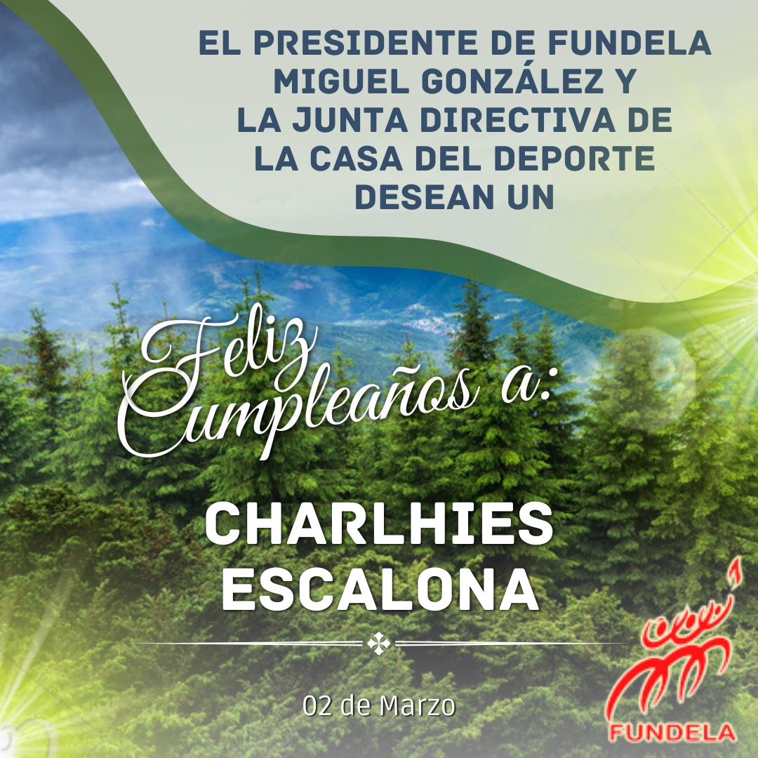 #2Mar Deseamos un feliz cumpleaños al Coordinador del Complejo Deportivo Los Libertadores, Charlhies Escalona.
Toda la familia FUNDELA le desean mucha felicidad, salud y vida. 
¡Sigamos juntos y juntas!

<a href="/AdolfoP_Oficial/">Adolfo Pereira Gobernador</a> <a href="/Miguelangel_gch/">Miguel González</a>
<a href="/gobiernodelara/">gobiernodelara</a>
#ProducirEsIndependencia