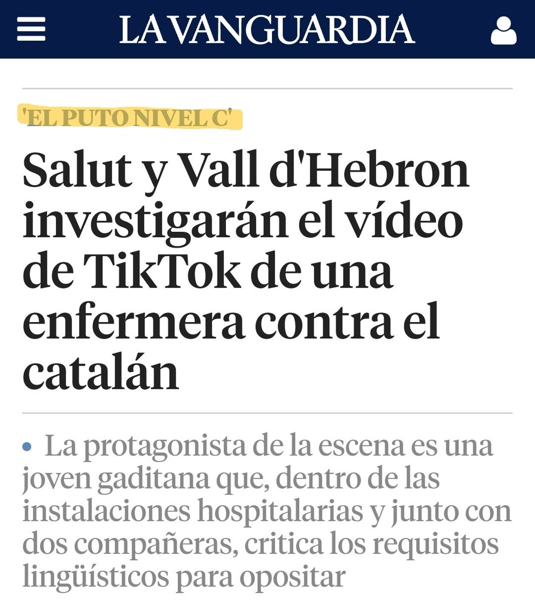 carrizosacarlos's tweet photo. La jauría del nacionalismo sale a acosar a una joven enfermera por criticar públicamente la exigencia del "puto" nivel C1 de catalán en su oposición. ¡Sacrilegio! 
Algunos añoran el pujolismo corrupto y la impunidad de los tabúes nacionalistas con PP y PSC.
Pero CS sigue aquí. https://t.co/wHyyqU8u9O