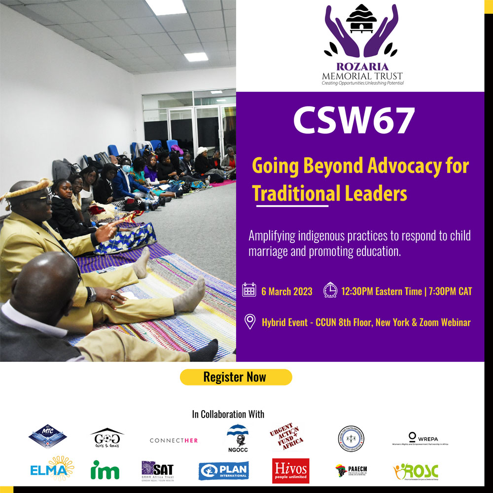 Rozaria Memorial Trust (@rozariaconnects) on Twitter photo Join us on 📆6th of March at🕒12:30 ET | 19:30 CAT for a #CSW67 side event on “Going Beyond Advocacy for Traditional Leaders” in collaboration with <a href="/MtcGirl/">MTC Educate A Girl Inc</a>, <a href="/Girls_and_Goals/">Girls&Goals</a>, <a href="/ngocc_gender/">NGOCC</a>, <a href="/wrepakenya/">WREPA</a> and partners.
Register Now: us02web.zoom.us/meeting/regist… Join us on 📆6th of March at🕒12:30 ET | 19:30 CAT for a #CSW67 side event on “Going Beyond Advocacy for Traditional Leaders” in collaboration with <a href="/MtcGirl/">MTC Educate A Girl Inc</a>, <a href="/Girls_and_Goals/">Girls&Goals</a>, <a href="/ngocc_gender/">NGOCC</a>, <a href="/wrepakenya/">WREPA</a> and partners.
Register Now: us02web.zoom.us/meeting/regist…