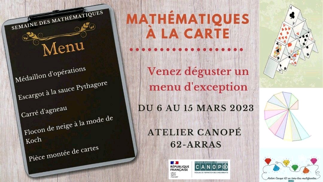 ClerboutEmilie's tweet photo. Envie d'un resto entre amis ou entre collègues 🧍‍♂️🧍‍♀️🧍!?!

Votre Atelier Canopé Arras vous invite du 6 au 15 mars à venir déguster nos mathématiques à la carte 🍽

Inutile de réserver pour se mettre à table 😋
@canope_62 @reseau_canope 
#SemaineDesMaths https://t.co/jcS26iLd8i