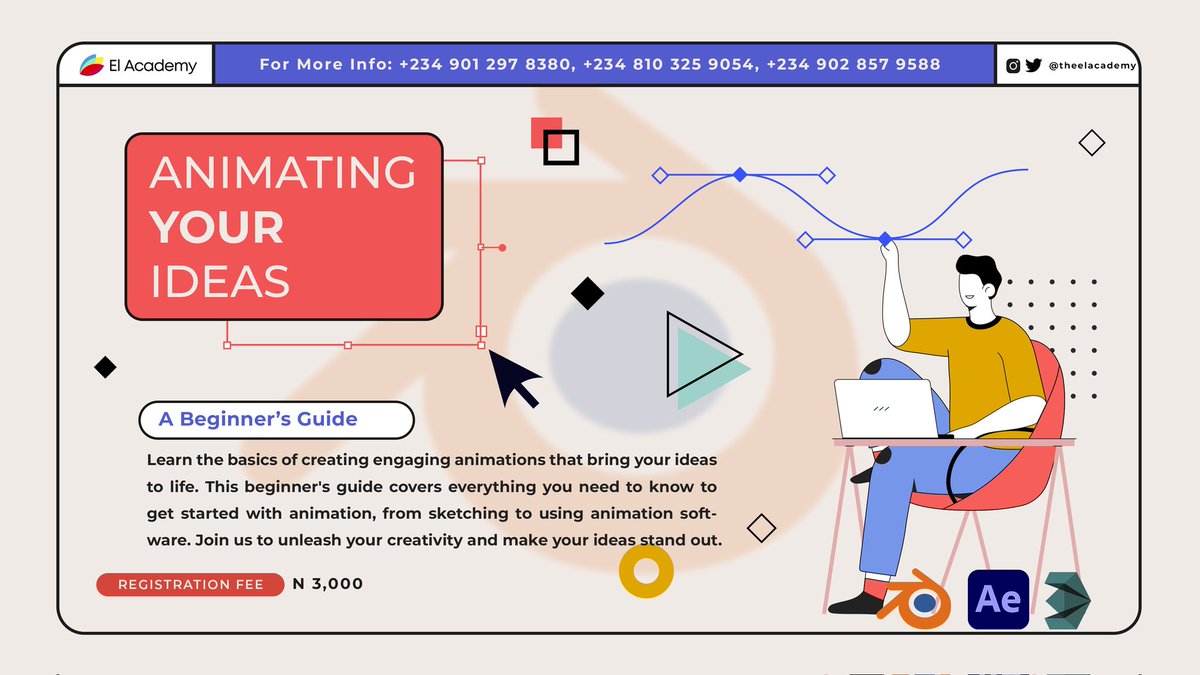 theelacademy's tweet photo. Elevate your skills and advance your career with our expert-led Masterclass on Web/Software Development, Animation, VFX, and Game Development etc. 
Fee costs N3000 Only(Limited time offer)
Register Now: https://t.co/8ITdXoGEjX… 
#gamedev #animation #3Danimation #Website #vfx https://t.co/DYBrdr5nrY