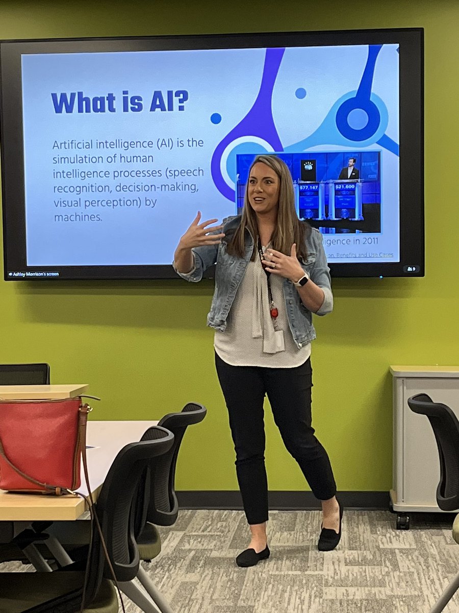 IndianHillSuper's tweet photo. @richardson_edu and @IHMSMorrison sharing information with @HamiltonCoESC Instructional Council members about AI. Learning about how it will not only impact students now but well within their future. @IHSchools https://t.co/LzkMLHtjDC