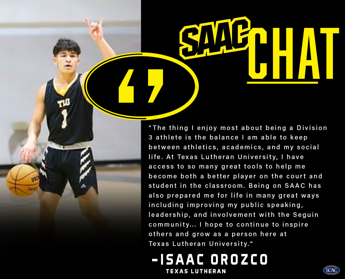 SCAC_Sports's tweet photo. Avery Gilbert of @GoCentenary and Isaac Orozco of 
@tluathletics are this weeks SAAC CHAT hosts.

#SCACPride #WhyD3 #SAACChat https://t.co/NQvbmhNhwl