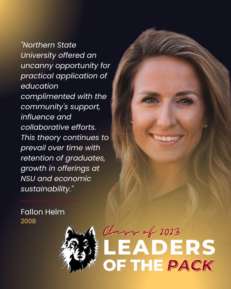 AlumniNSU's tweet photo. Meet our next Leaders of the Pack recipient, Fallon Helm! Congratulations! #LeadersofthePack #BeNorthern #northernstateu https://t.co/XPBm5bbuHx