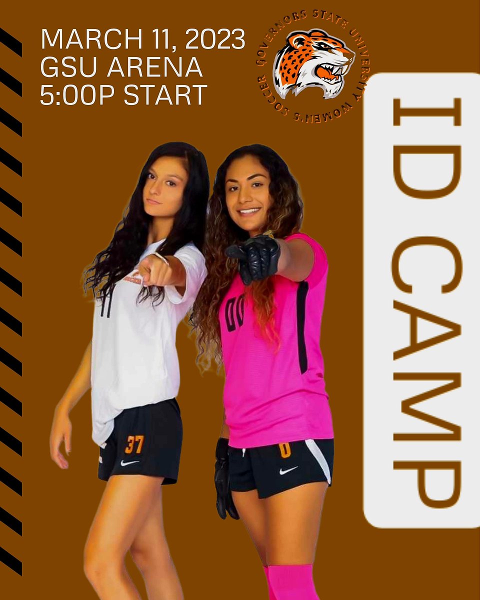 GovStateSoccer's tweet photo. @SoccerMomInt ⚫️🐯⚪️⚽️🟠

⚽️ GSU WSOC ID CAMP
🗓 MARCH 11, 2023
🕔 5:00p KICKOFF
🏟 GSU ARENA
1 UNIVERSITY PKWY
UNIVERSITY PARK, IL

Register here: https://t.co/FhjLJoUs5g

#JoinTheJaguars https://t.co/PaNKcdPp3s