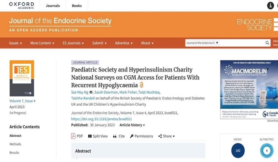 Our paper by @BritSPED & @CHCharityUK nationalsurveys support consideration for #CGM access to patients w recurrent #hypoglycaemia however, more research is warranted to determine the safety and efficacy of CGM in detection and reduction of hypoglycemic 
academic.oup.com/jes/article/7/…