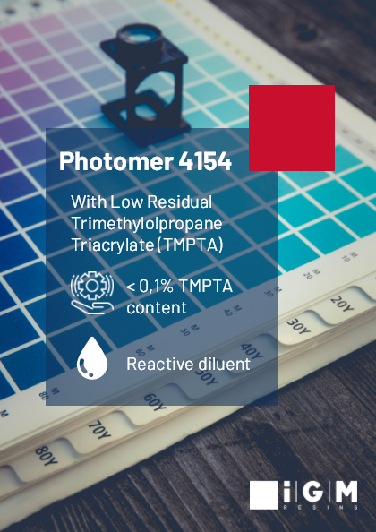 igmresins's tweet photo. Photomer 4154 offers low residual levels of TMPTA, allowing you to comply with recent regulatory changes.
https://t.co/tuyWmB8bxm
#UVCoatings #LED #RawMaterials #Coatings #LED #EB #EnergyCuring https://t.co/0TqDHwaNR7