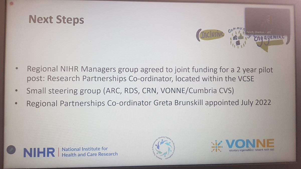 UnlockingBirth's tweet image. Hearing now from @FelicityShenton from @NIHR_ARC_NENC talking about how they embed community involvement in our @arc_nwc workshop today with @NIHRARCs creating a dedicated role in the #vcsfe sector to give back resources &amp;amp; value