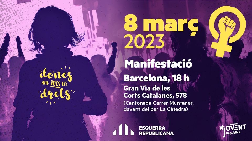 Erc_sab's tweet photo. 📢Aquest #8M, mobilitza't en defensa dels drets de les dones!

A #Barcelona, trobem-nos a 📍Gran Via de les Corts Catalanes, 578, a les 18 h.⏰

Demostrem que la transformació feminista forma part del nostre ADN🧬💜

#erc_sab #8M #santandreudelabarca https://t.co/ACR6CFoNGC