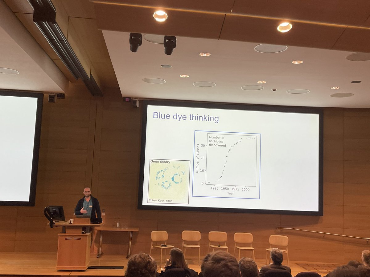 maxgabgut's tweet photo. If we do not do anything, more people will die of infection than any other disease  soon @EachanJohnson opening the Escaping the antibiotic apocalypse event @TheCrick with a stellar line up of speakers. #AMR https://t.co/vbp4hBjzak
