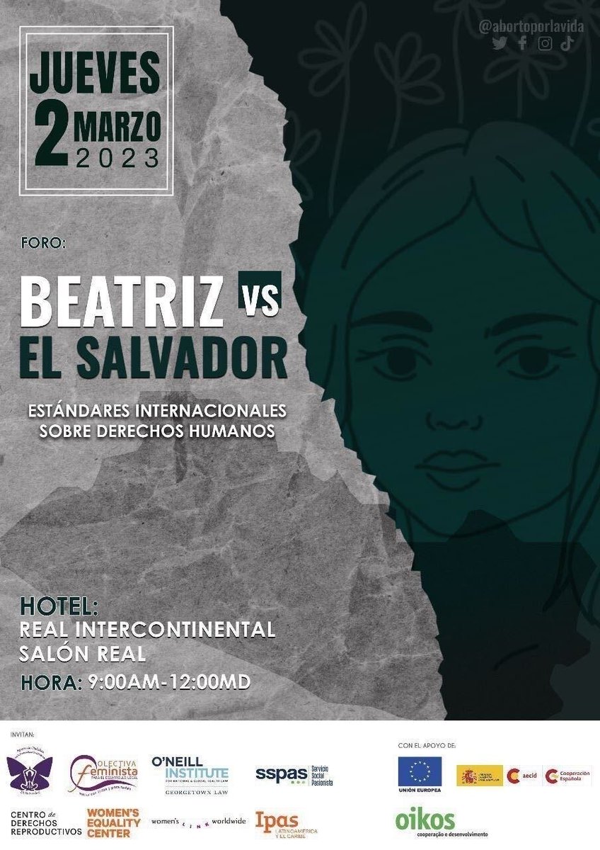 En vivo ahora @silviajserranog @MarciaAguiluz @MorenaHerrera_ @rpsaba @JulieDRecinos y @dianaestherg, discutiendo sobre el caso Beatriz vs El Salvador que pronto tendrá audiencia en la @CorteIDH 👇 
