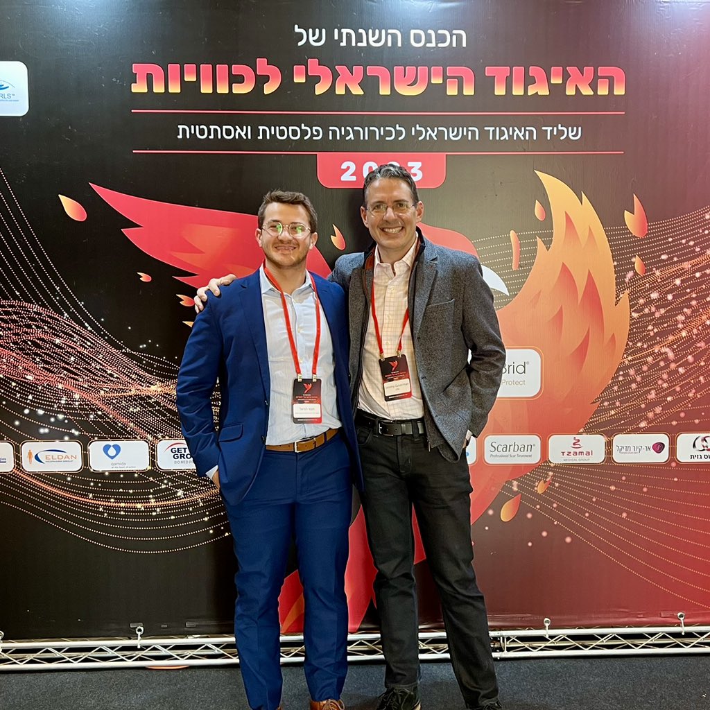 tomer_md's tweet photo. Cool opportunity connecting with @AMPTAU alum, Dr. Jeremy Goverman from #MGH at the Israel Burn Association Annual Meeting. We learned about novel treatments, heard survivor testimonials, and discussed careers in #BurnSurgery. An inspirational event. #MedTwitter #FutureSurgeon https://t.co/mfWgpyeB9Q