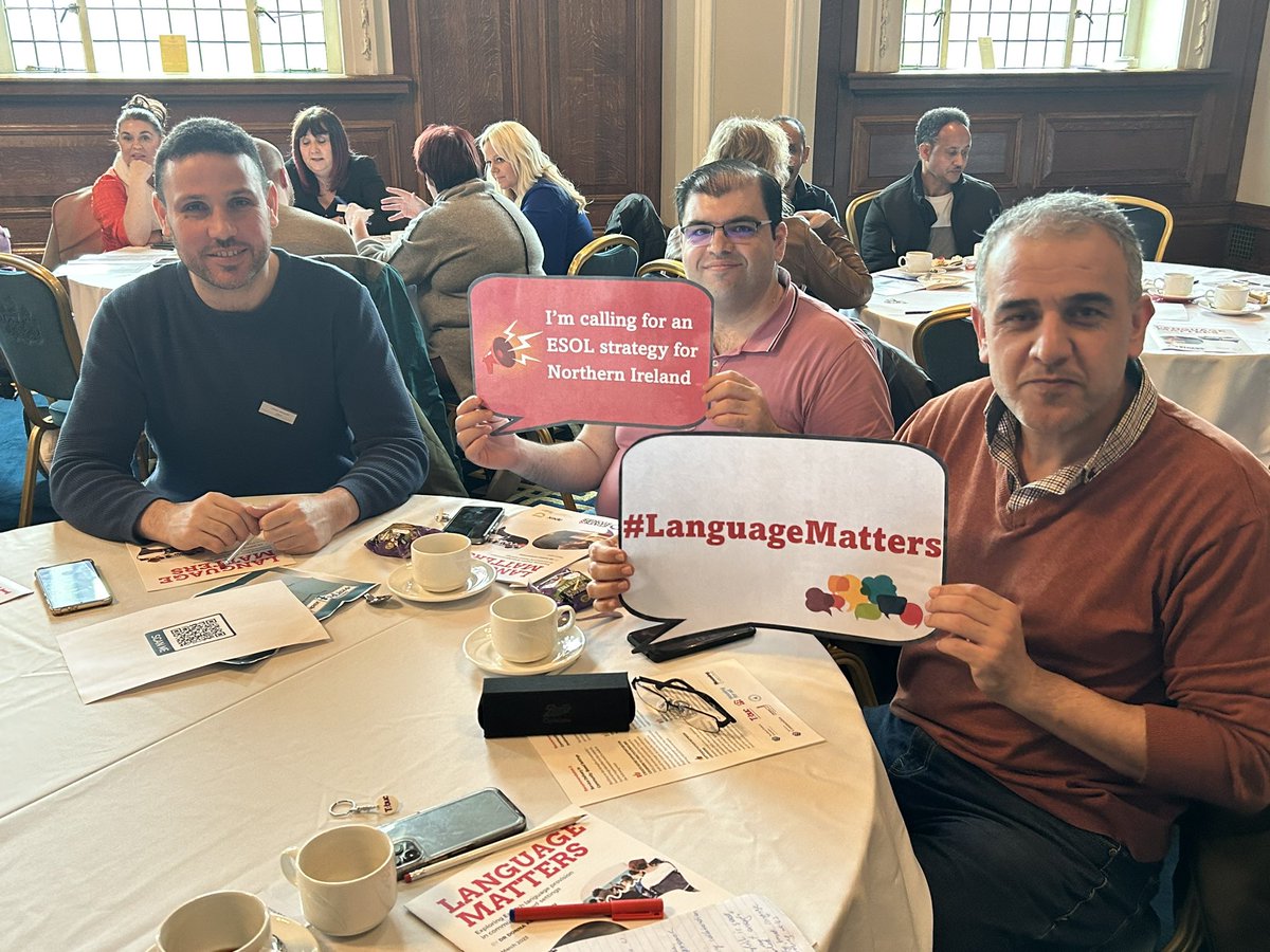 DPCForum's tweet image. Launch of ISBNP Language Matters Research report at Belfast City Hall.  Some wonderful speeches from Khaled, Kalkidan and Sara sharing their experiences of learning English in Belfast. 
@MDABelfast @lorag @ClanmilHousing @apexhousing @RadiusHousing  @stats_stories