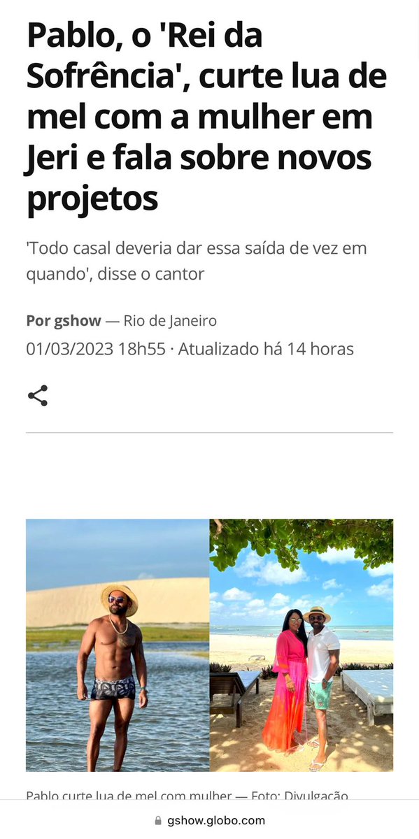 Obrigado, <a href="/gshow/">gshow</a> por essa matéria incrível que saiu ontem! ❤️