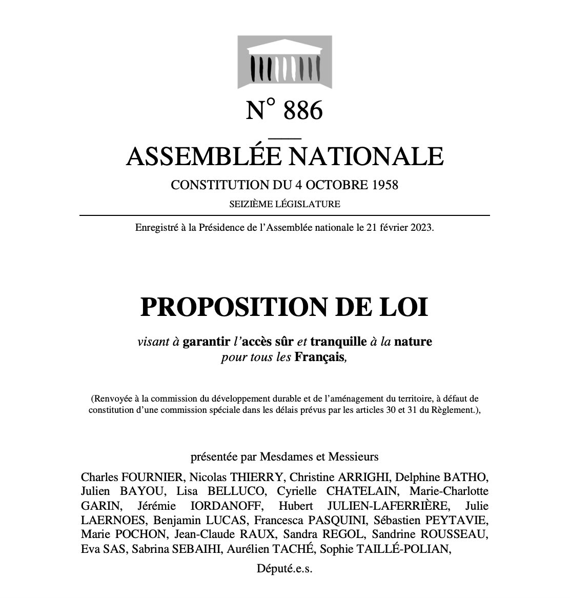 cfourniereelv's tweet photo. Le 6 avril prochain, je porterai avec @nthierry cette proposition de loi plébiscitée par 8 Français sur 10 : garantir à tou.tes les https://t.co/IJ0mgA9v3n un accès sûr à la nature grâce à un jour sans chasse. #NicheEcolo2023 https://t.co/7MZc99j67L