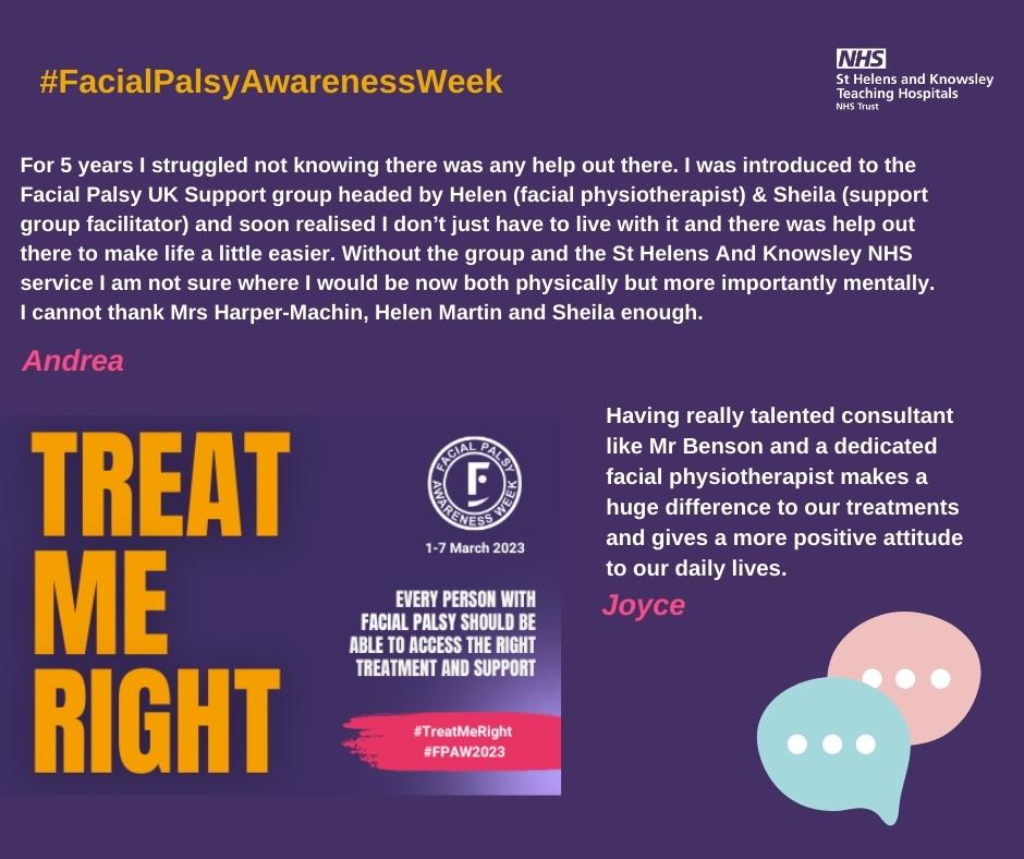 Facial Palsy Awareness Week is a great opportunity to start conversations about Facial Palsy and highlight issues associated with the condition. We asked some of our lovely patients about the service they received at the Trust.
#FPAW2023 #TreatMeRight @facialpalsyuk