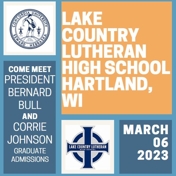 President Bull will be visiting Lake Country
Lutheran High School in Hartland, Wisconsin! This is a
great opportunity for students, alums, and friends to
learn more about our university!