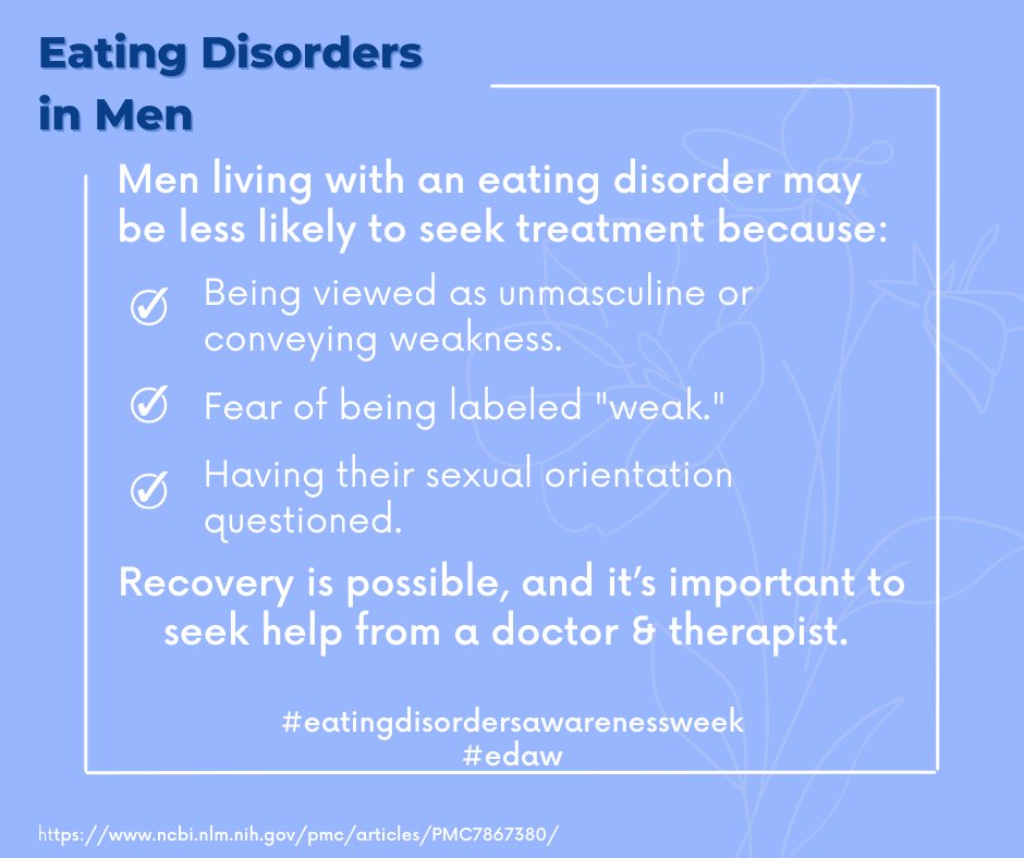 Eating Disorders Coalition (@edcoalition) on Twitter photo Eating disorders do not only affect women. <a href="/EDCoalition/">Eating Disorders Coalition</a> shares the impact #eatingdisorders have on men.
The intense stigma that this group faces must be addressed and normalized in order for conversation on recovery to take place.
#eatingdisorderawarenessweek #edaw Eating disorders do not only affect women. <a href="/EDCoalition/">Eating Disorders Coalition</a> shares the impact #eatingdisorders have on men.
The intense stigma that this group faces must be addressed and normalized in order for conversation on recovery to take place.
#eatingdisorderawarenessweek #edaw
