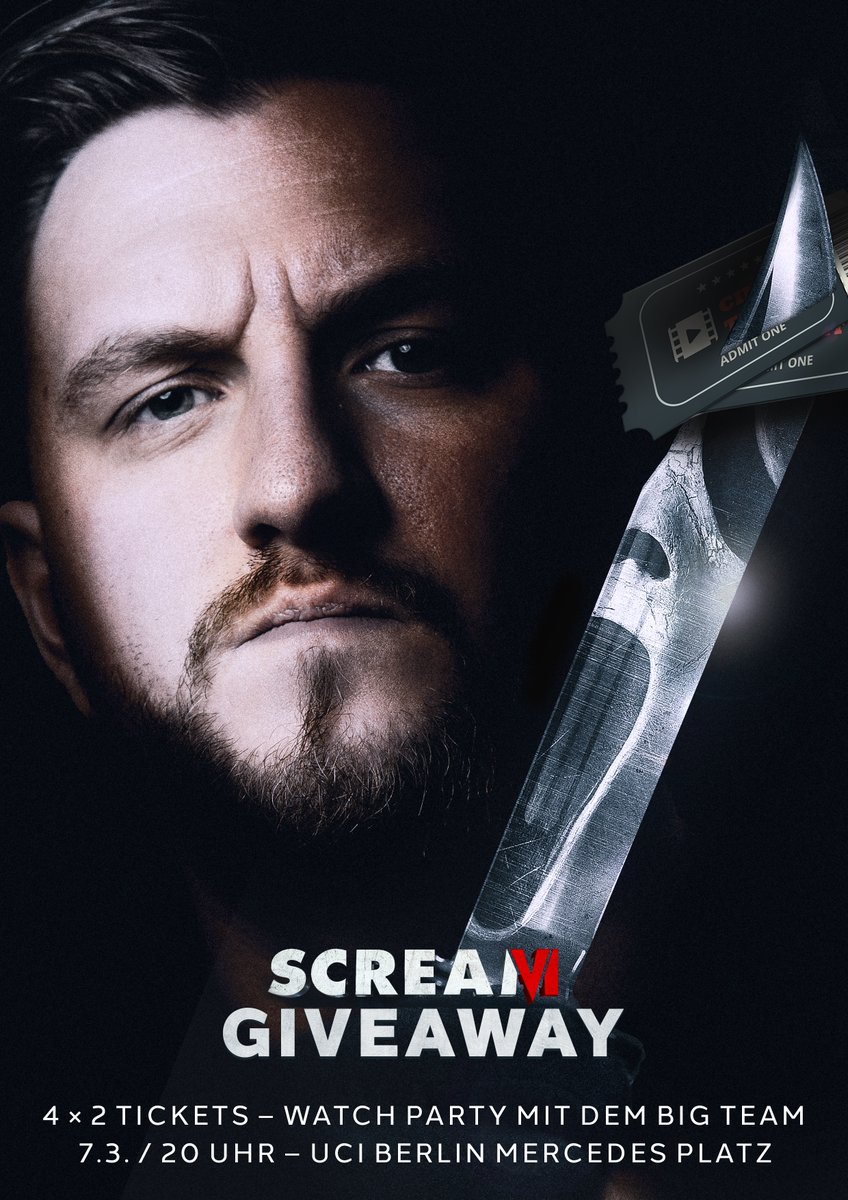 Ihr wollt beim Special Screening vom neuen #SCREAM6 mit unseren BIG Spielern dabei sein? Alles, was ihr dafür tun müsst:

🔁 Retweet
✅ Folgt <a href="/BIGCLANgg/">BIG</a>
👋 Tag einen Freund mit #SCREAM6

Die Vorpremiere findet am 7.3, 20 Uhr im UCI Mercedes Platz Berlin statt!
