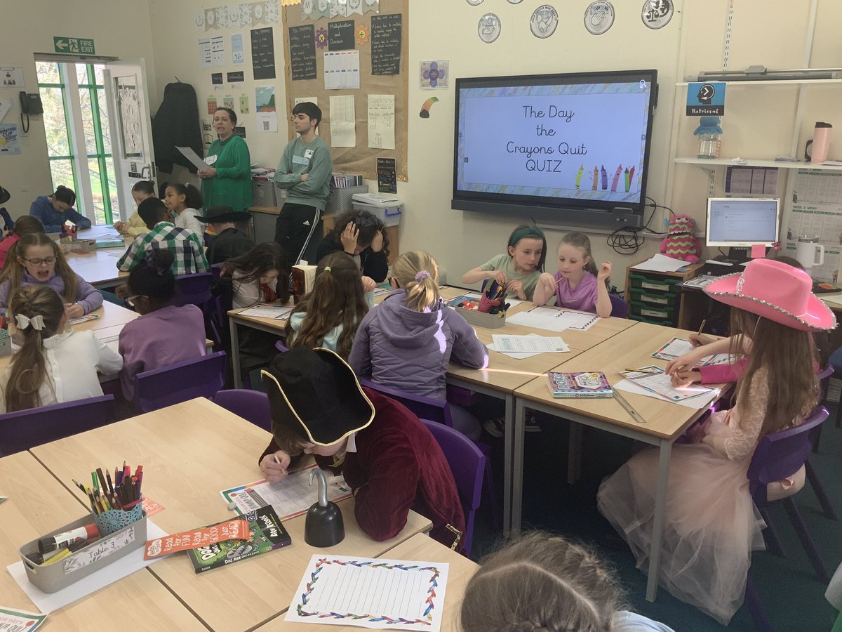 RunnymedeStEd's tweet photo. Ending the day with a βThe Day the Crayons Quitβ quiz in Year 4 π #WorldBookDay2023 #LRQM #RunnymedeReading #LiverpoolReads https://t.co/loImaYdxrH
