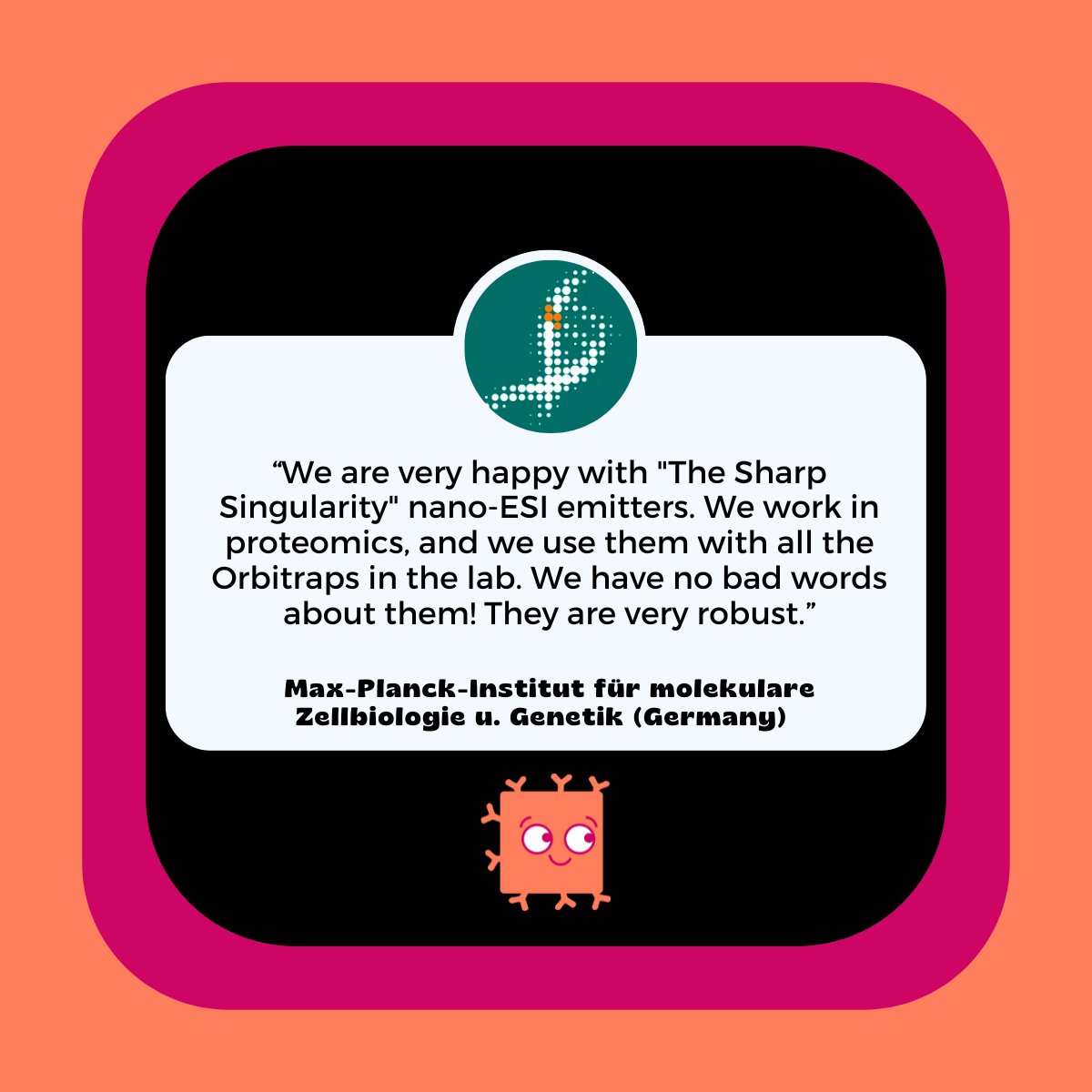 ProteomicShop's tweet photo. Our #emitters make themselves loved. 😎

Proof of this are the phenomenal words that @maxplanck has for our products.

Thank you for using our products!

This e-commerce site has been created by @fossiliontech

https://t.co/HPJdo0SOzy

#proteomicshop #biotechnology #proteomics https://t.co/F7aOrKtMx8
