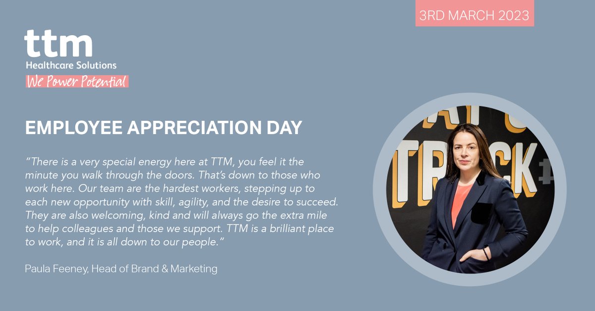 TTMGroup's tweet photo. #EmployeeAppreciationDay March 3rd
Paula Feeney, Head of Marketing & Brand has captured the contagious energy & kind nature of our #ttmTribe. The efforts our people put in to deliver high-quality work are commendable.
Join:
Ire- https://t.co/S9x6g6LyyJ
UK- https://t.co/wGI6MRYPQl https://t.co/7HzQhtS84I