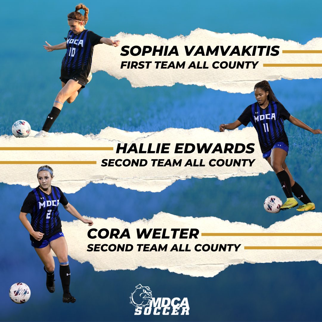 AthleticsMdca's tweet photo. Congratulations to three of our girls soccer players for being recognized in the All County Team! #MDCASoccer #MDCAWorldChangers https://t.co/BzPVsvwU0H