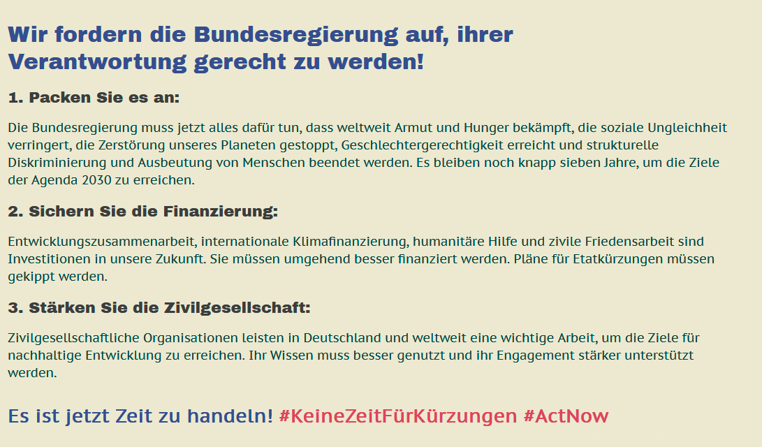 venro_eV's tweet photo. #Haushalt2024: Trotz der Vielzahl globaler Krisen stehen bei den Etats für EZ und humanitäre Hilfe Kürzungen in Milliardenhöhe  im Raum. Wir erwarten von der Bundesregierung mehr Engagement für eine lebenswerte Zukunft. Es ist #keineZeitfürKürzungen, @c_lindner. https://t.co/FMCsuZkJT0