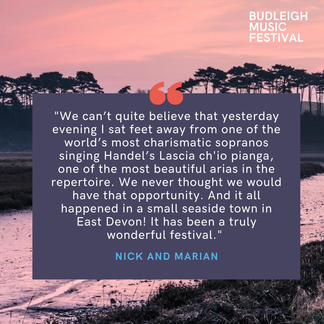 Looking for a summer evening like no other? Then #BudleighMusicFestival is the place to be. Don't believe us? Then we'll let Nick and Marian from Sidbury take it away 💬

#BudleighMusicFestival #ClassicalMusic #Classical #Jazz #Music #Festival #Exeter #Devon