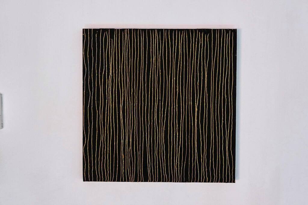 thecoloruben's tweet photo. STUDIO CLEARANCE: Black Over Yellow Scratched Lines 2022, 50x50cm

€375 ex btw &amp; shipping

It’s a cool lil painting made while experimenting with scratching away paint. 

Using a palette knife I scratched away the paint, wiped the access on the side … https://t.co/gvNbIqrh7V https://t.co/772zpVPvsA