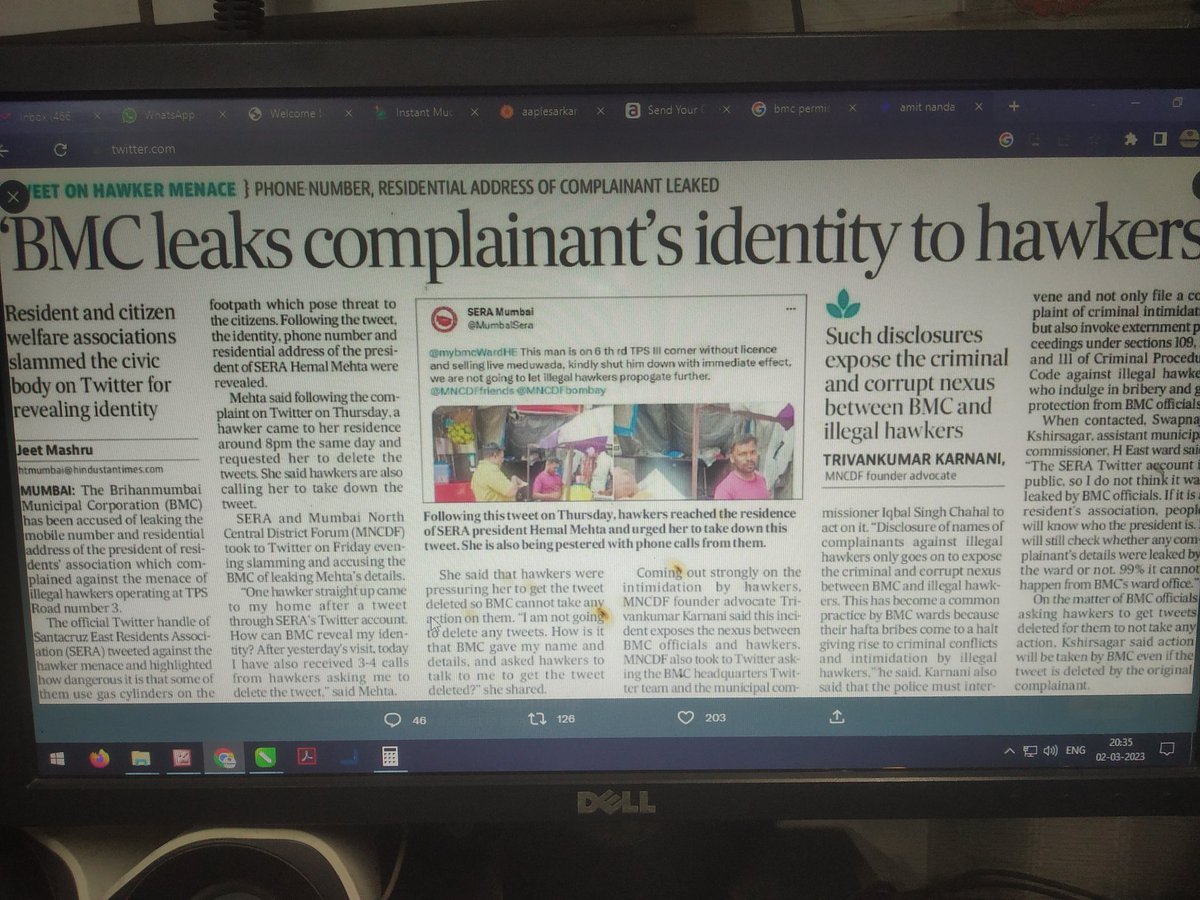 BmcComplaint's tweet photo. @mybmcWardRC @IqbalSinghChah2 @Sunilrane_bjp @CMOMaharashtra See how bmc shares details to hawkers https://t.co/2QGJztlu4Q