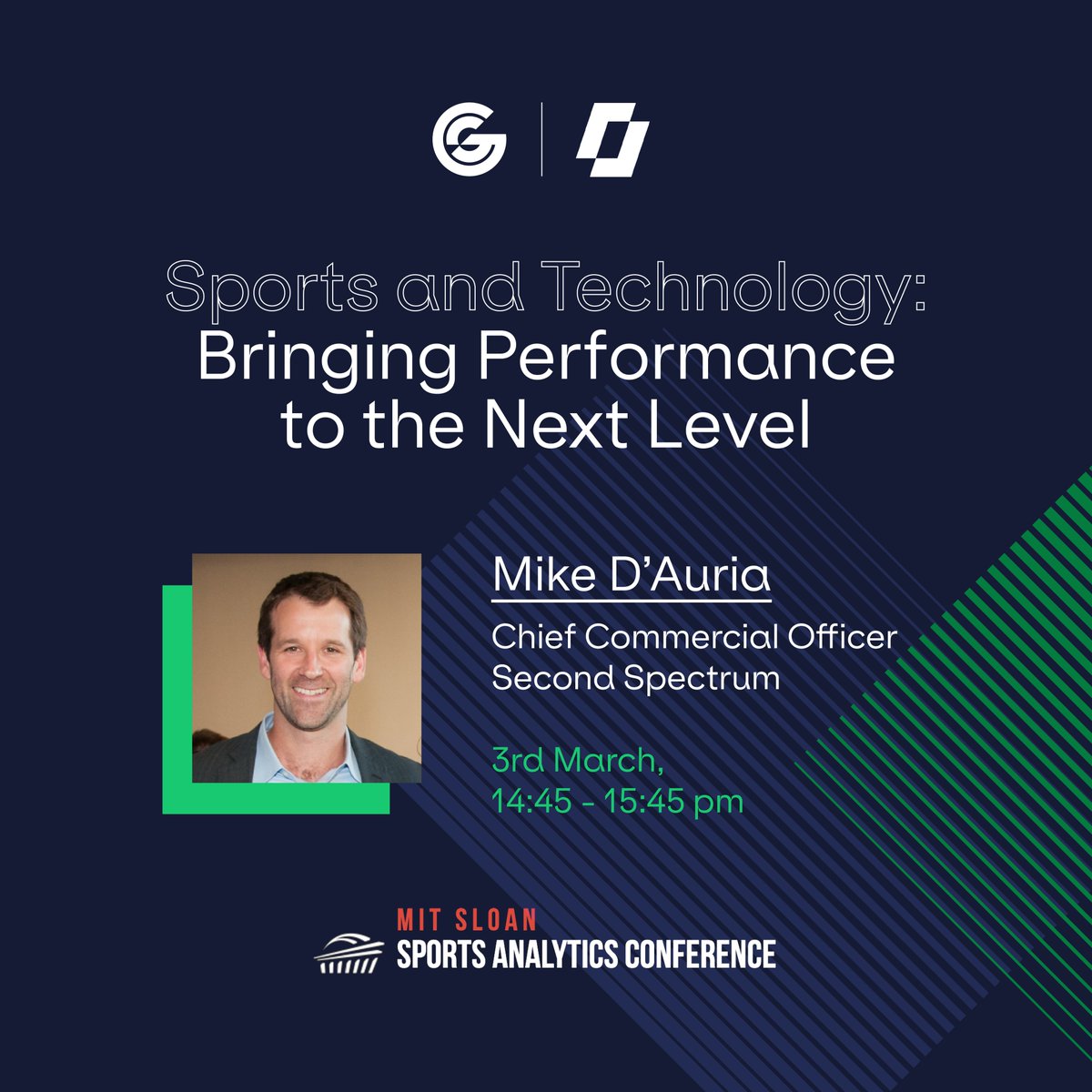 GeniusSports's tweet image. The @SloanSportsConf starts tomorrow and Mike D&apos;Auria is on stage, discussing how tracking technology creates vital new advantages in sports performance.

Join us from 14:45 tomorrow with more details here: bit.ly/3y6Prl6 @SecondSpectrum