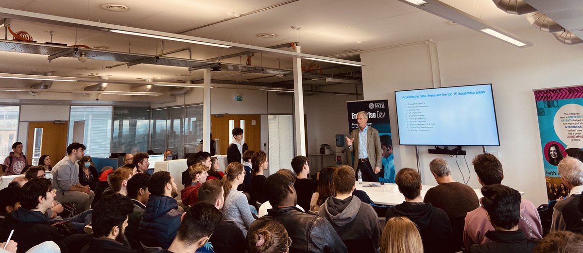 SKellyCEO's tweet photo. Brilliant engagement with young entrepreneurs at @universityofbath sharing the playbooks of growth from start-up to scale-up & the bear pits to avoid @enterprisebath #enterpriselab #studententerprise #innovationawards #entrepreneurship #Growth https://t.co/nhuMy2QOis