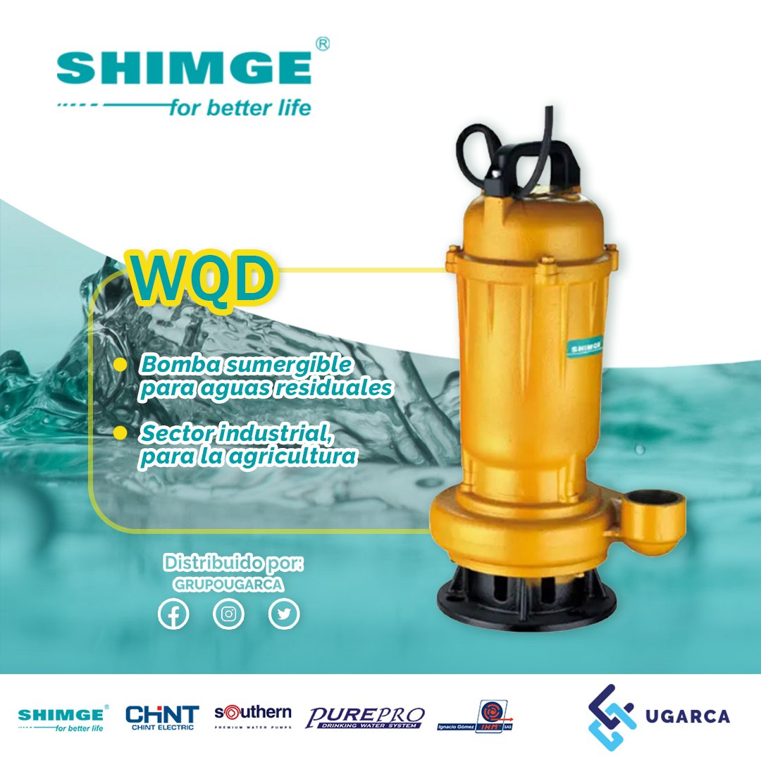 GrupoUgarca's tweet image. Para drenar agua en campos de cultivo, en la limpieza de sedimentos de piscinas o en la construcción de obras civiles, elija #bombassumergibles marca #Shimge.
La mejor opción son los equipos:
✅ WQD 6-12-0.55A con motor de 0,75 Hp.
✅ WQD 7-15-1.1 con capacidad de 1,5 Hp.