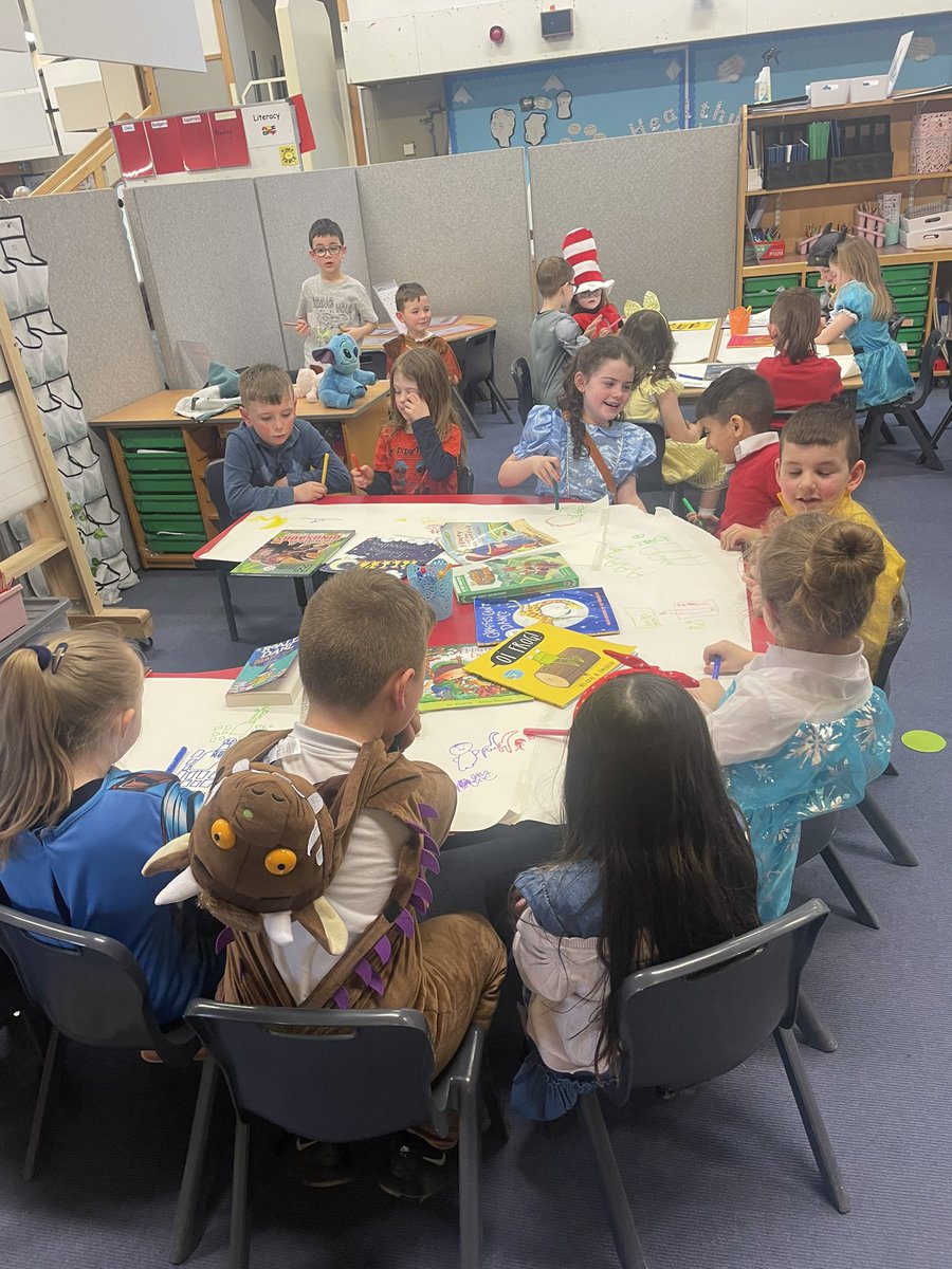 Miss_McIntosh0's tweet photo. We had so much fun for World Book Day 📚Look at all of our costumes 🤗 We loved our character hunt and reading in the dark by @mckinlay_miss before predicting what our friends stories were all about. @CarmylePS  #WorldBookDay2023 https://t.co/2rL0kw4imb
