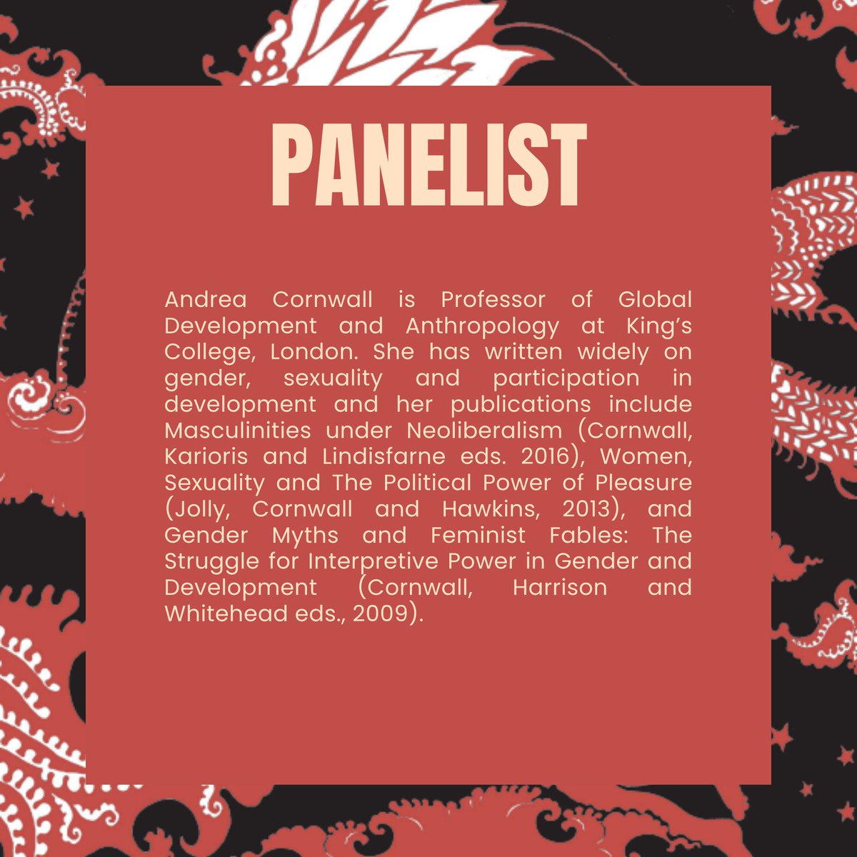 ICRWAsia's tweet photo. Meet our panelist Andrea Cornwall for our event titled “Feminist Conundrums of Working on Men and Masculinities: Global Perspectives” at the NGO CSW67 Forum!
#feministmasculinities #NGOCSW67 #menandmasculinities #masculinitystudies @ravi_rverma @Sapna_kedia @nalinivk https://t.co/WM9m92bAit