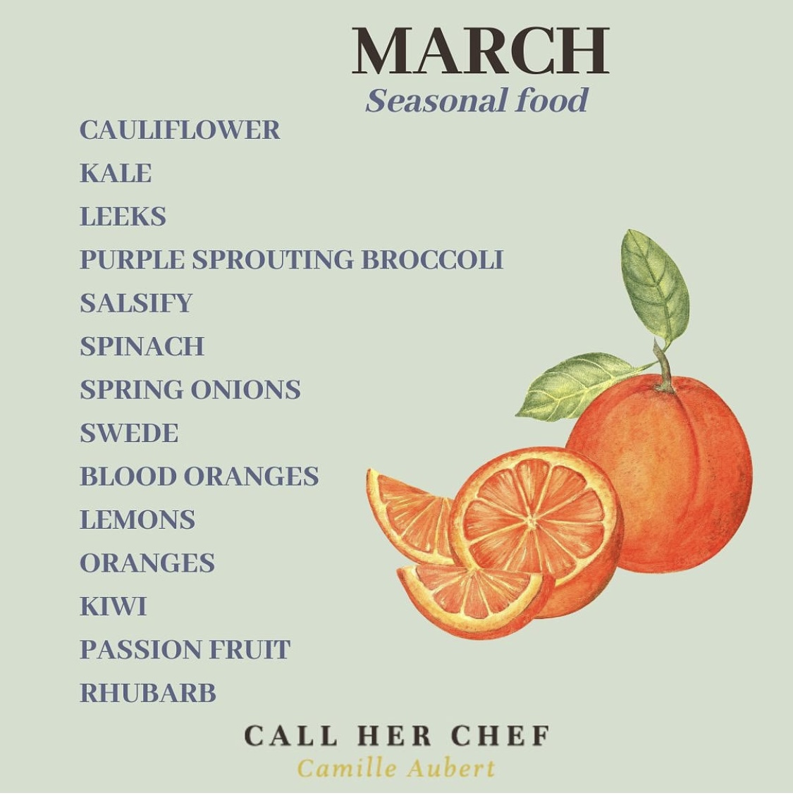 Hello March, time to have a look at the seasonal foods on offer for this month 🍊

#eatlocal #seasonalfood