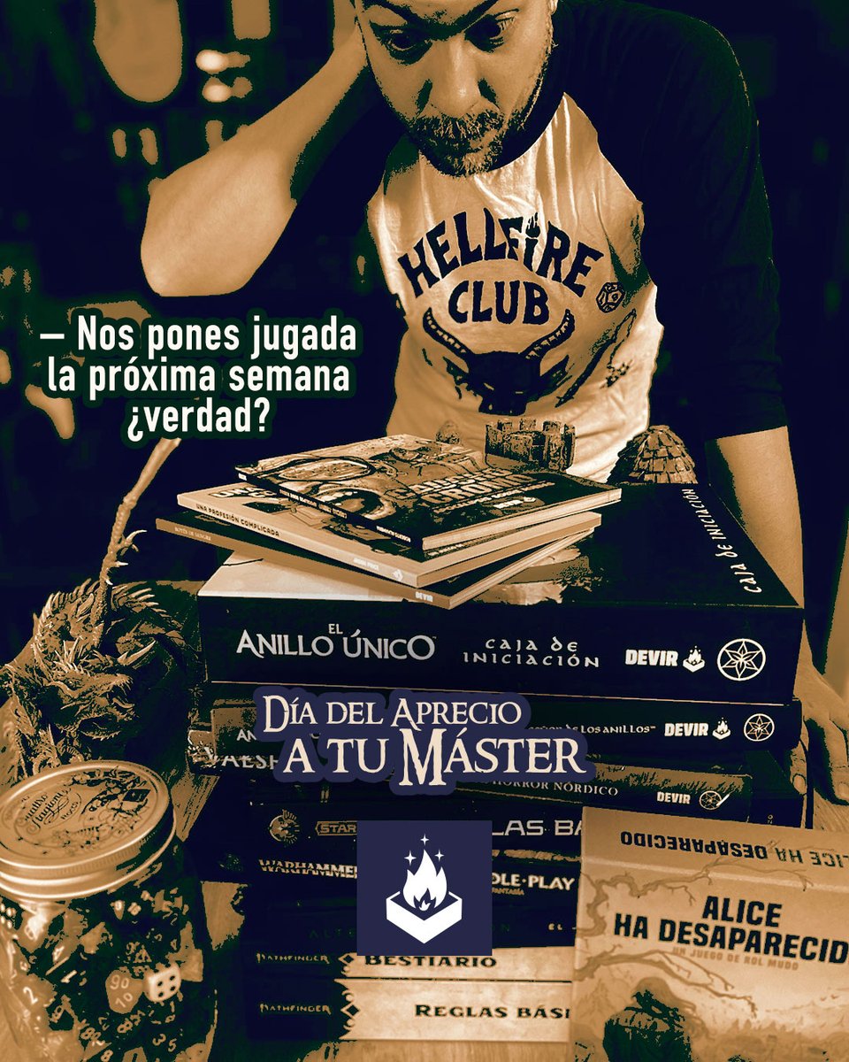 DevirAmericas's tweet photo. ¡Qué sería del #rol sin másters! 💙 Gracias a todas las personas que leen todos los manuales, estudian los sistemas de juego, crear aventuras inolvidables y nos dirigen rol todos los findes 🙏 Y tú, ¿ya le agradeciste a tu máster? 👀 Hoy es su día, así que: ¡Hazlo! #DMDay #GMDay https://t.co/AZ9uOey2wd