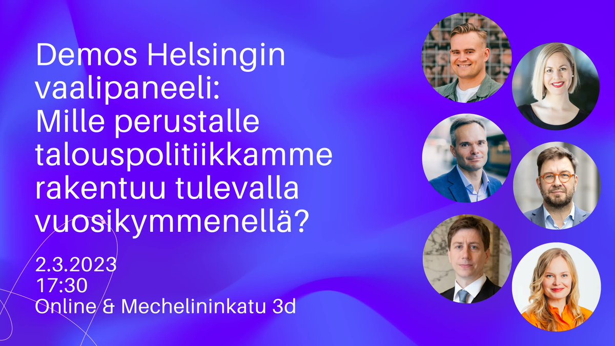 NYT. Demos Helsingin vaalipaneeli: Mille perustalle talouspolitiikkamme rakentuu tulevalla vuosikymmenellä? Linkki striimiin: buff.ly/3mf8WW6