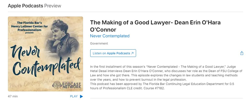 FLBarCFP's tweet photo. Hello Season Three of our NEVER CONTEMPLATED Podcast Hosted by Judge Hetal Desai!

We are excited to announce that this season will feature Florida’s female law school deans, beginning with @FSULawDean  of FSU.

https://t.co/RH7cFZta05 https://t.co/aGqc6woGjY